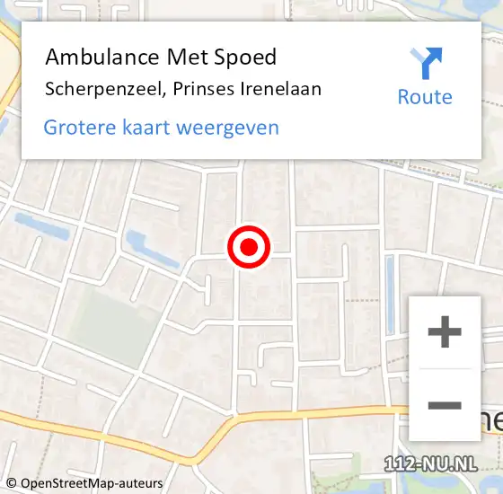 Locatie op kaart van de 112 melding: Ambulance Met Spoed Naar Scherpenzeel, Prinses Irenelaan op 20 november 2022 07:44