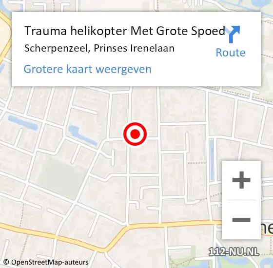 Locatie op kaart van de 112 melding: Trauma helikopter Met Grote Spoed Naar Scherpenzeel, Prinses Irenelaan op 20 november 2022 07:49