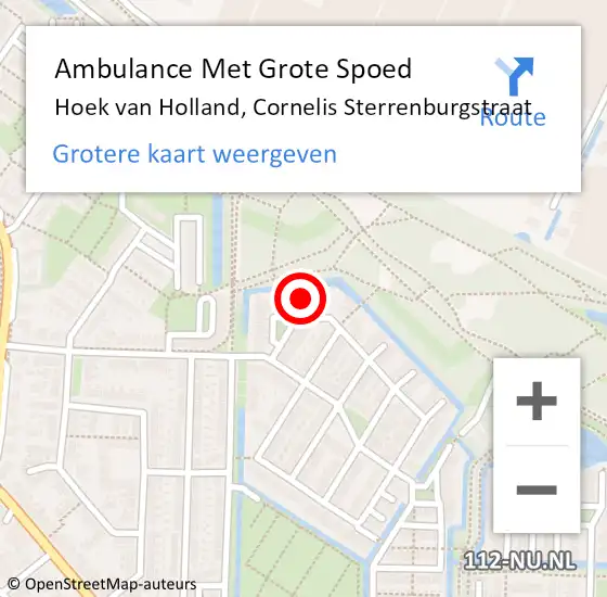 Locatie op kaart van de 112 melding: Ambulance Met Grote Spoed Naar Hoek van Holland, Cornelis Sterrenburgstraat op 20 november 2022 07:57