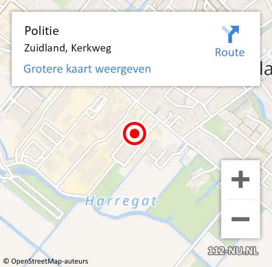 Locatie op kaart van de 112 melding: Politie Zuidland, Kerkweg op 20 november 2022 08:28