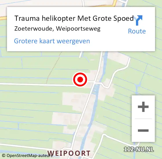 Locatie op kaart van de 112 melding: Trauma helikopter Met Grote Spoed Naar Zoeterwoude, Weipoortseweg op 20 november 2022 08:33