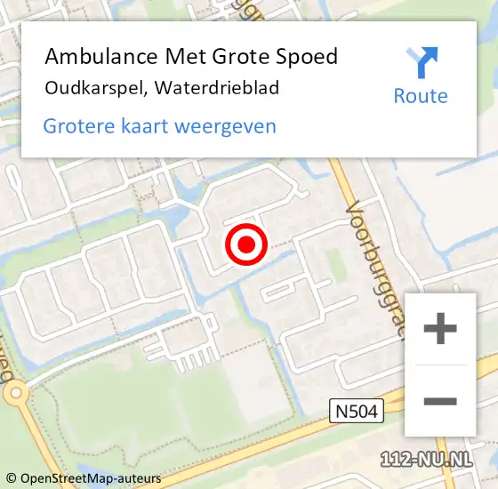 Locatie op kaart van de 112 melding: Ambulance Met Grote Spoed Naar Oudkarspel, Waterdrieblad op 20 november 2022 08:41