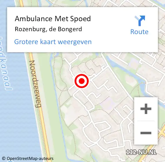 Locatie op kaart van de 112 melding: Ambulance Met Spoed Naar Rozenburg, de Bongerd op 20 november 2022 08:49