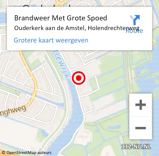 Locatie op kaart van de 112 melding: Brandweer Met Grote Spoed Naar Ouderkerk aan de Amstel, Holendrechterweg op 5 augustus 2014 15:22