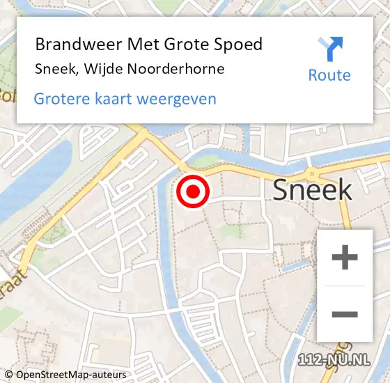 Locatie op kaart van de 112 melding: Brandweer Met Grote Spoed Naar Sneek, Wijde Noorderhorne op 20 november 2022 09:24