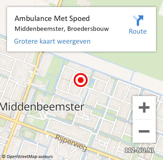 Locatie op kaart van de 112 melding: Ambulance Met Spoed Naar Middenbeemster, Broedersbouw op 20 november 2022 09:27