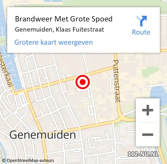 Locatie op kaart van de 112 melding: Brandweer Met Grote Spoed Naar Genemuiden, Klaas Fuitestraat op 20 november 2022 09:31