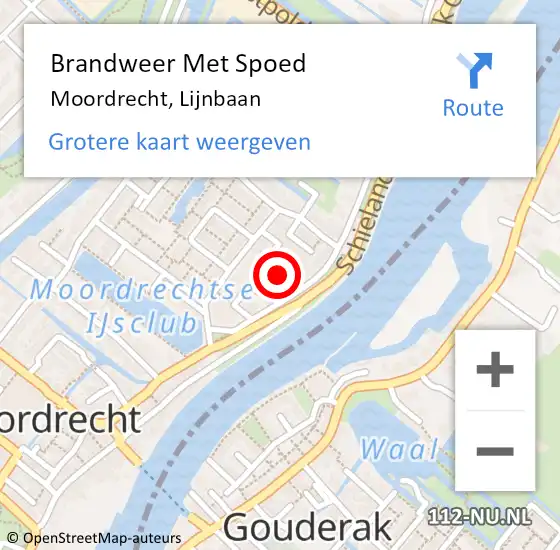 Locatie op kaart van de 112 melding: Brandweer Met Spoed Naar Moordrecht, Lijnbaan op 20 november 2022 09:34