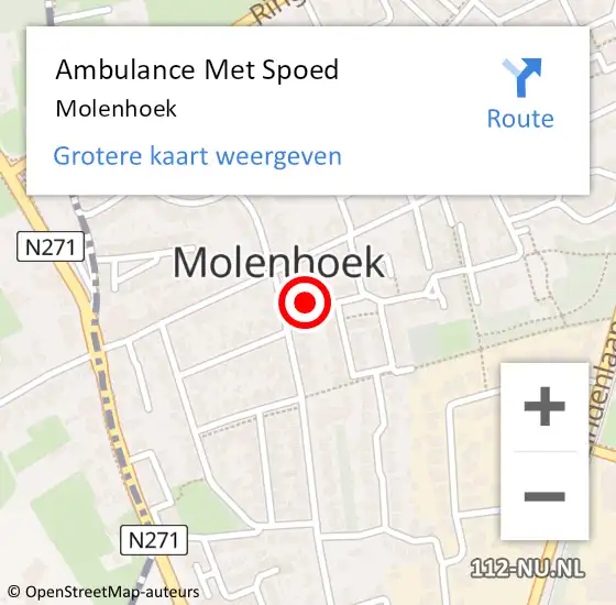 Locatie op kaart van de 112 melding: Ambulance Met Spoed Naar Molenhoek op 20 november 2022 09:48