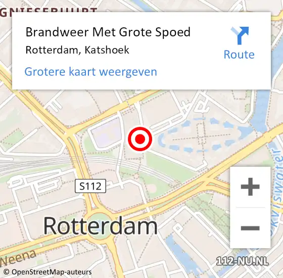 Locatie op kaart van de 112 melding: Brandweer Met Grote Spoed Naar Rotterdam, Katshoek op 20 november 2022 09:56