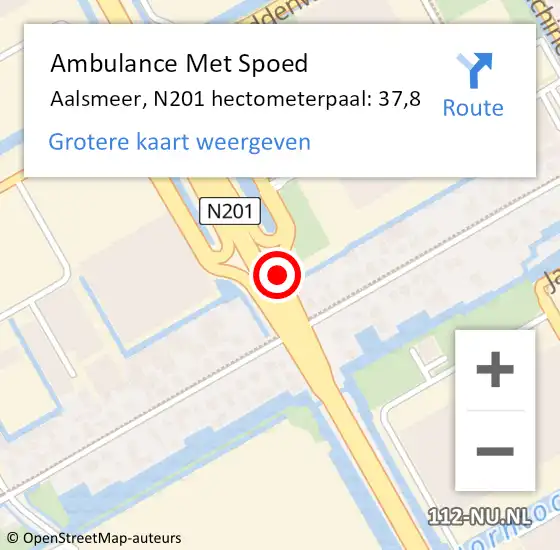 Locatie op kaart van de 112 melding: Ambulance Met Spoed Naar Aalsmeer, N201 hectometerpaal: 37,8 op 20 november 2022 10:25