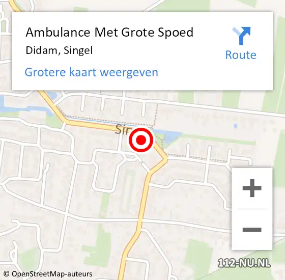 Locatie op kaart van de 112 melding: Ambulance Met Grote Spoed Naar Didam, Singel op 20 november 2022 10:35