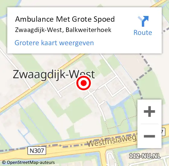 Locatie op kaart van de 112 melding: Ambulance Met Grote Spoed Naar Zwaagdijk-West, Balkweiterhoek op 20 november 2022 10:36