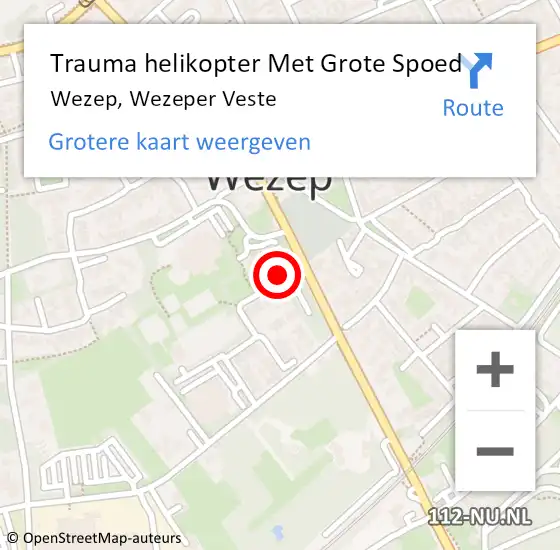 Locatie op kaart van de 112 melding: Trauma helikopter Met Grote Spoed Naar Wezep, Wezeper Veste op 20 november 2022 10:48