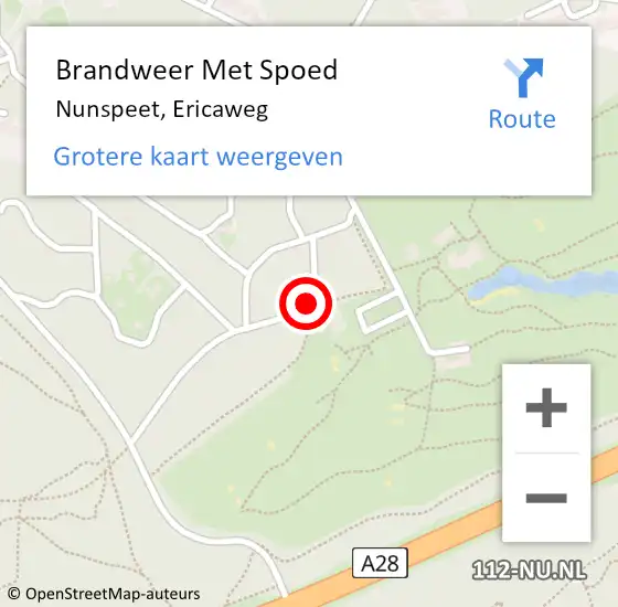 Locatie op kaart van de 112 melding: Brandweer Met Spoed Naar Nunspeet, Ericaweg op 20 november 2022 10:50