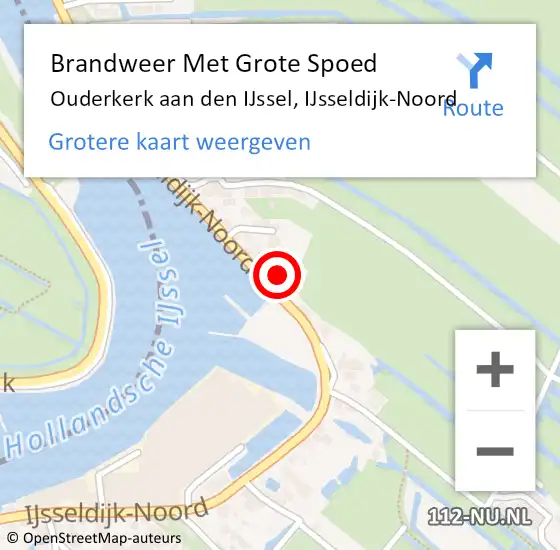 Locatie op kaart van de 112 melding: Brandweer Met Grote Spoed Naar Ouderkerk aan den IJssel, IJsseldijk-Noord op 20 november 2022 11:06