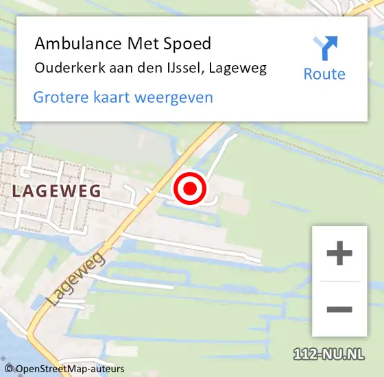 Locatie op kaart van de 112 melding: Ambulance Met Spoed Naar Ouderkerk aan den IJssel, Lageweg op 20 november 2022 11:08