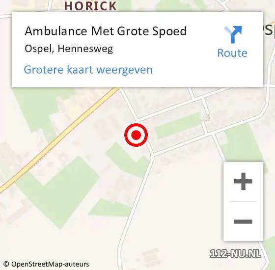 Locatie op kaart van de 112 melding: Ambulance Met Grote Spoed Naar Ospel, Hennesweg op 20 november 2022 11:22