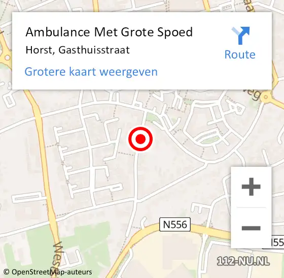 Locatie op kaart van de 112 melding: Ambulance Met Grote Spoed Naar Horst, Gasthuisstraat op 20 november 2022 11:30