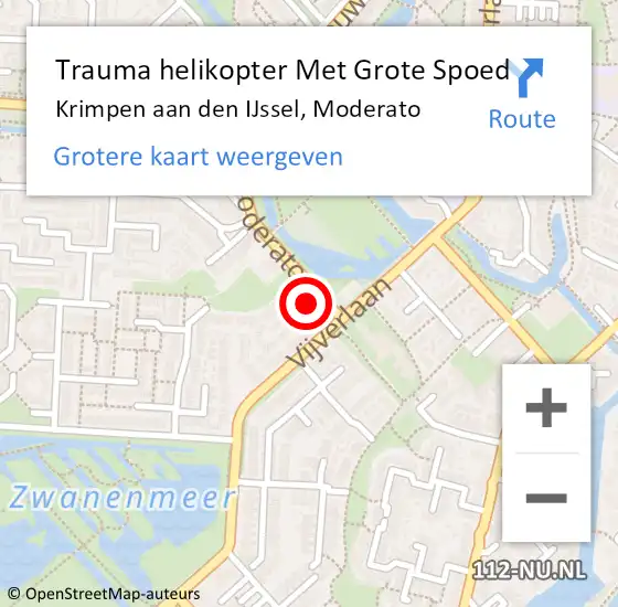 Locatie op kaart van de 112 melding: Trauma helikopter Met Grote Spoed Naar Krimpen aan den IJssel, Moderato op 20 november 2022 11:32