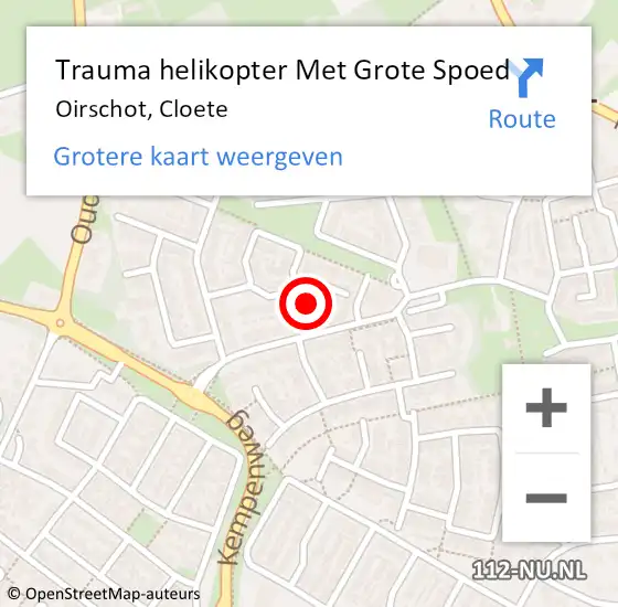 Locatie op kaart van de 112 melding: Trauma helikopter Met Grote Spoed Naar Oirschot, Cloete op 20 november 2022 11:34