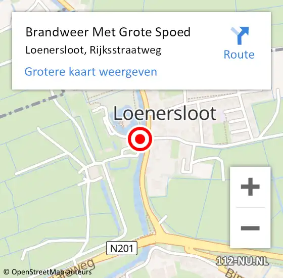 Locatie op kaart van de 112 melding: Brandweer Met Grote Spoed Naar Loenersloot, Rijksstraatweg op 5 augustus 2014 15:37