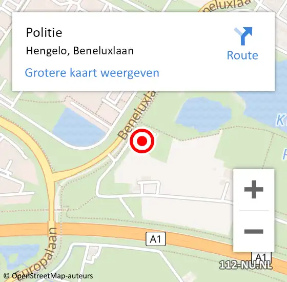 Locatie op kaart van de 112 melding: Politie Hengelo, Beneluxlaan op 20 november 2022 11:44