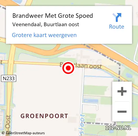 Locatie op kaart van de 112 melding: Brandweer Met Grote Spoed Naar Veenendaal, Buurtlaan oost op 20 november 2022 12:11