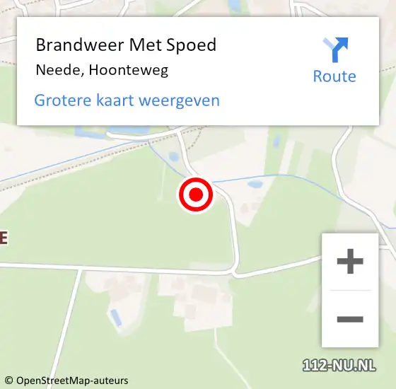 Locatie op kaart van de 112 melding: Brandweer Met Spoed Naar Neede, Hoonteweg op 20 november 2022 12:33