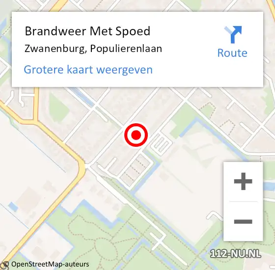 Locatie op kaart van de 112 melding: Brandweer Met Spoed Naar Zwanenburg, Populierenlaan op 20 november 2022 12:34