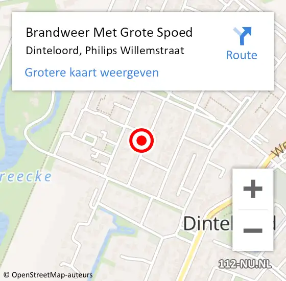 Locatie op kaart van de 112 melding: Brandweer Met Grote Spoed Naar Dinteloord, Philips Willemstraat op 20 november 2022 12:41