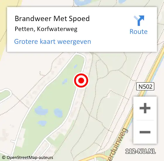 Locatie op kaart van de 112 melding: Brandweer Met Spoed Naar Petten, Korfwaterweg op 20 november 2022 12:44