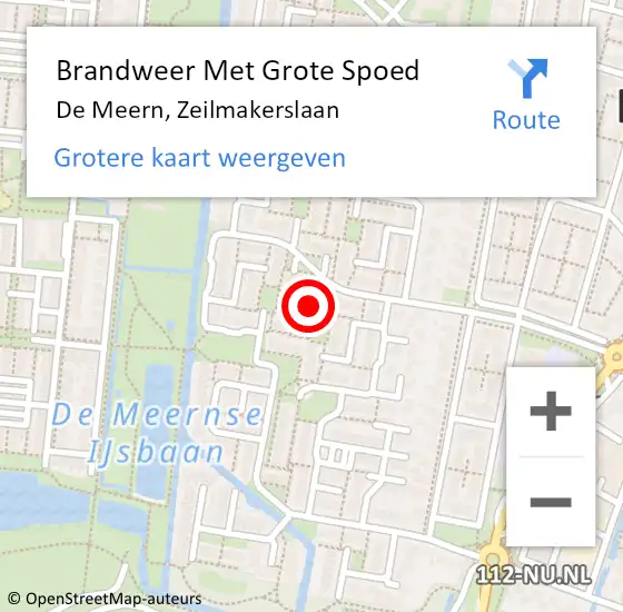 Locatie op kaart van de 112 melding: Brandweer Met Grote Spoed Naar De Meern, Zeilmakerslaan op 20 november 2022 13:24