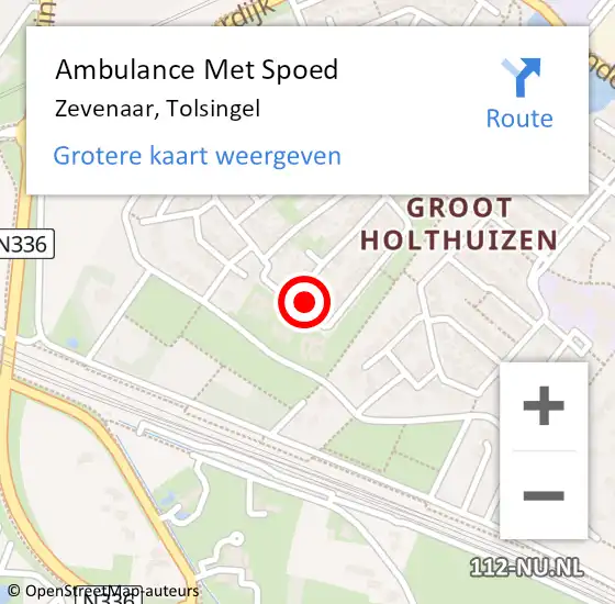 Locatie op kaart van de 112 melding: Ambulance Met Spoed Naar Zevenaar, Tolsingel op 20 november 2022 13:29