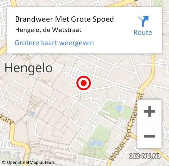 Locatie op kaart van de 112 melding: Brandweer Met Grote Spoed Naar Hengelo, de Wetstraat op 20 november 2022 13:42