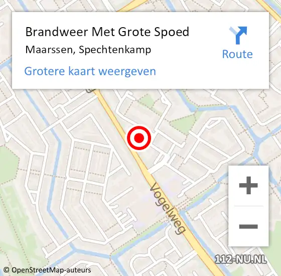 Locatie op kaart van de 112 melding: Brandweer Met Grote Spoed Naar Maarssen, Spechtenkamp op 20 november 2022 14:07