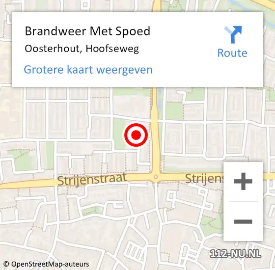 Locatie op kaart van de 112 melding: Brandweer Met Spoed Naar Oosterhout, Hoofseweg op 20 november 2022 14:26