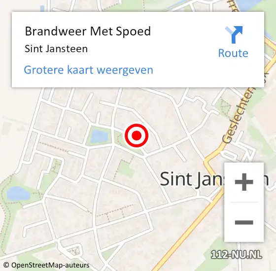 Locatie op kaart van de 112 melding: Brandweer Met Spoed Naar Sint Jansteen op 20 november 2022 14:57