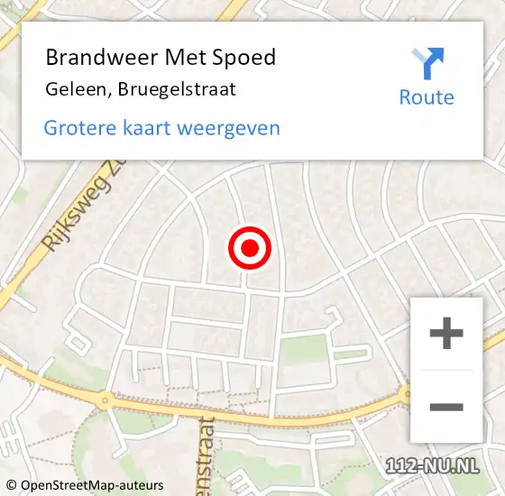 Locatie op kaart van de 112 melding: Brandweer Met Spoed Naar Geleen, Bruegelstraat op 20 november 2022 15:21