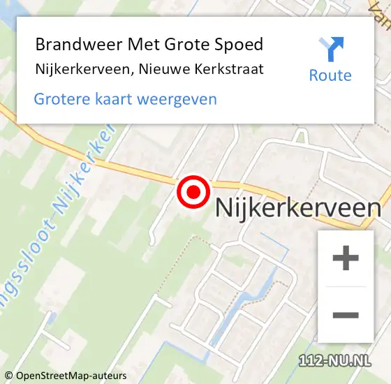Locatie op kaart van de 112 melding: Brandweer Met Grote Spoed Naar Nijkerkerveen, Nieuwe Kerkstraat op 20 november 2022 15:22