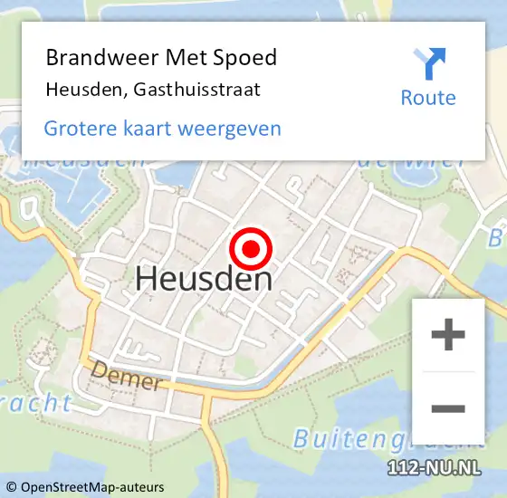 Locatie op kaart van de 112 melding: Brandweer Met Spoed Naar Heusden, Gasthuisstraat op 20 november 2022 15:39