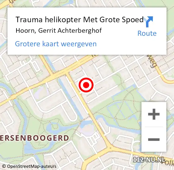 Locatie op kaart van de 112 melding: Trauma helikopter Met Grote Spoed Naar Hoorn, Gerrit Achterberghof op 20 november 2022 16:14