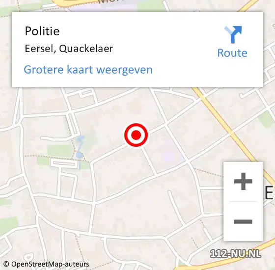 Locatie op kaart van de 112 melding: Politie Eersel, Quackelaer op 20 november 2022 16:41