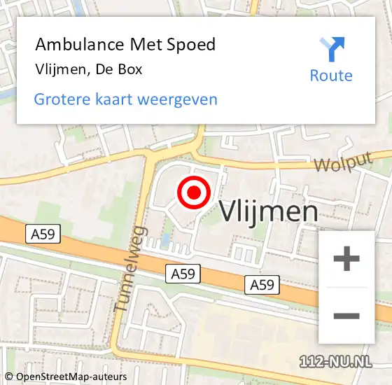 Locatie op kaart van de 112 melding: Ambulance Met Spoed Naar Vlijmen, De Box op 5 augustus 2014 16:04