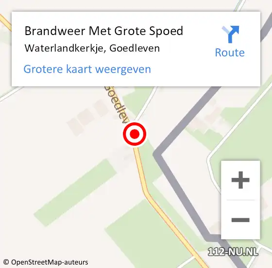 Locatie op kaart van de 112 melding: Brandweer Met Grote Spoed Naar Waterlandkerkje, Goedleven op 20 november 2022 17:19