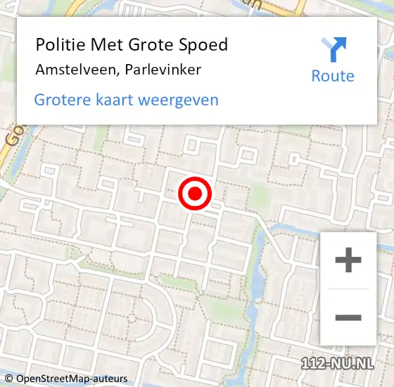 Locatie op kaart van de 112 melding: Politie Met Grote Spoed Naar Amstelveen, Parlevinker op 20 november 2022 17:20