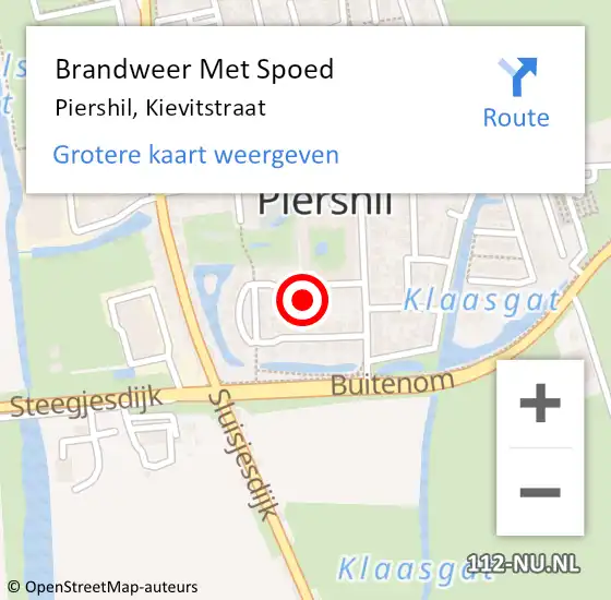 Locatie op kaart van de 112 melding: Brandweer Met Spoed Naar Piershil, Kievitstraat op 20 november 2022 17:28