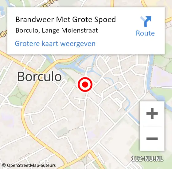 Locatie op kaart van de 112 melding: Brandweer Met Grote Spoed Naar Borculo, Lange Molenstraat op 20 november 2022 17:33