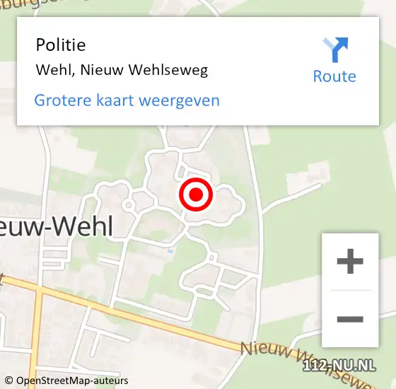 Locatie op kaart van de 112 melding: Politie Wehl, Nieuw Wehlseweg op 20 november 2022 17:45