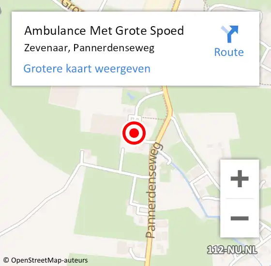 Locatie op kaart van de 112 melding: Ambulance Met Grote Spoed Naar Zevenaar, Pannerdenseweg op 20 november 2022 17:45